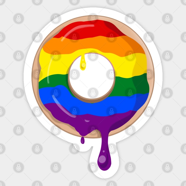 Gay Pride Donut Sticker by LittleGreenHat